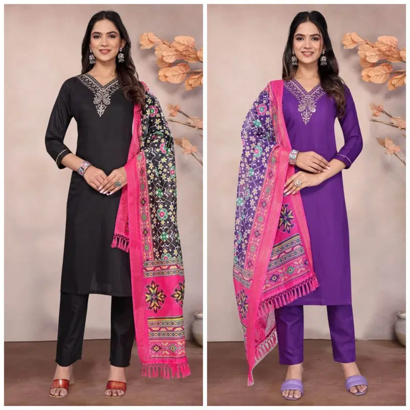 Vedika Hit Cotton by 9Star Blend Embroidered Designer Kurta Set